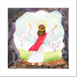 Watercolor Easter Jesus Posters and Art